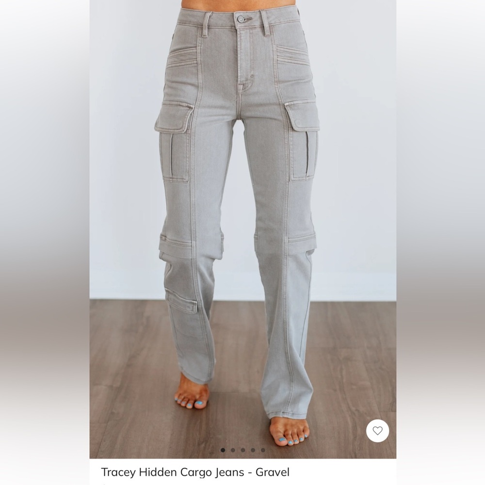 Tracey Hidden Cargo Jeans - Gray